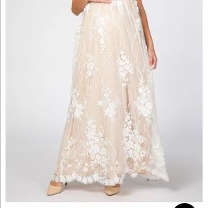 Ivory Floral Maternity Evening Gown
